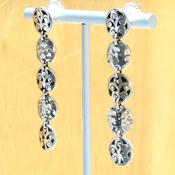 LOIS HILL Drop Dangle Sterling Silver Discs w/ Oxidized Accent & Cut Out Design - Picture 6 of 14